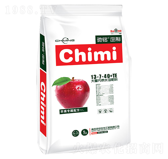 蘋(píng)果定制肥大量元素水溶肥13-7-40+TE-馳銘生物
