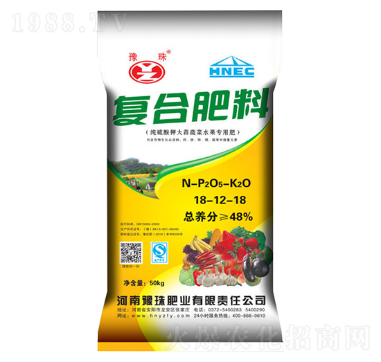 純硫酸鉀大蒜蔬菜水果專用復(fù)合肥料18-12-18-豫珠肥業(yè)