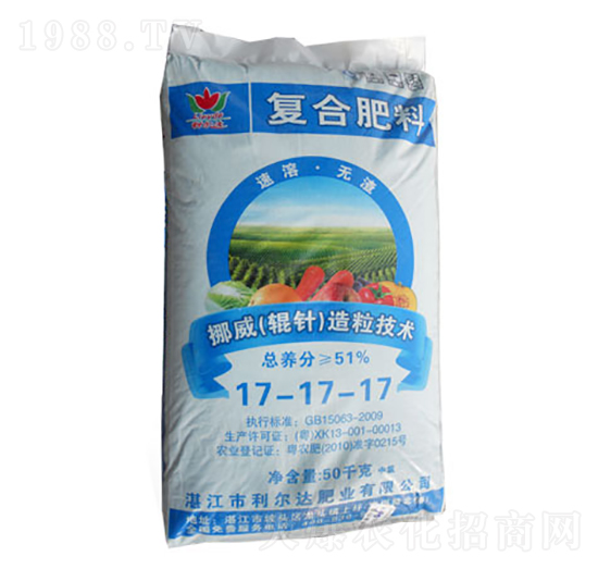 輥針造粒復(fù)混肥料17-17-17-利爾達肥業(yè)